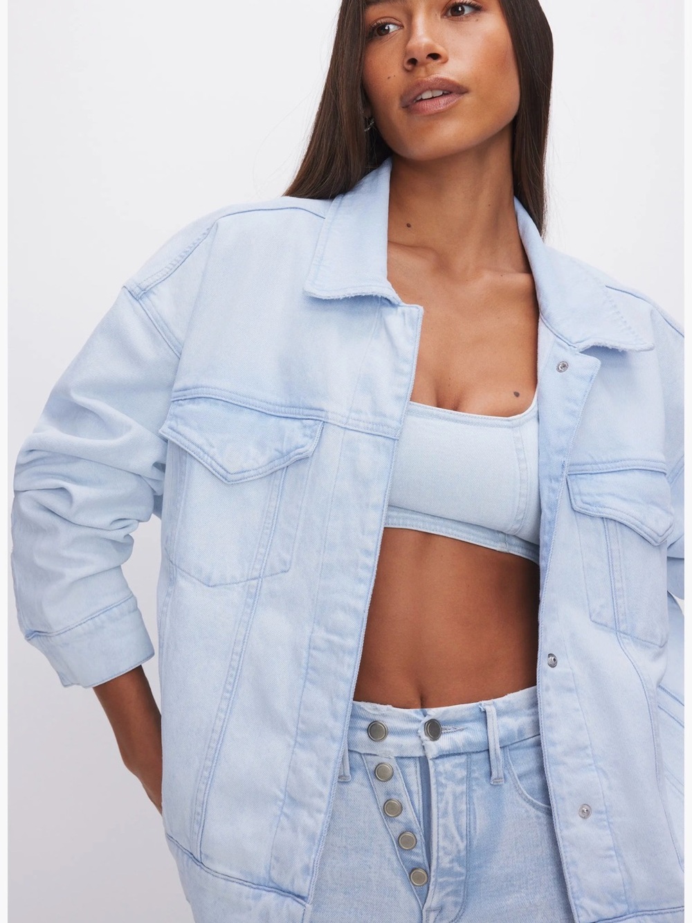 Good American Oversized Trucker Denim Jacket in size 3/4 (L/XL)